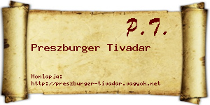 Preszburger Tivadar névjegykártya